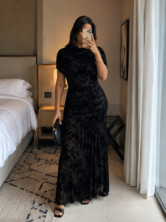 Zorah Floral Maxi Dress - Black