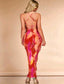 Narali Tie Dye Ruffle Trim Crisscross Backless Maxi Dress