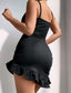 Ruched Ruffle Hem Cami Dress