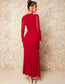 Ruched Split Thigh Mesh Sleeve Dress