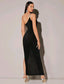 One Shoulder Split Thigh Glitter Dress
