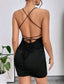 Crisscross Tie Backless Ruched Front Cami Bodycon Dress