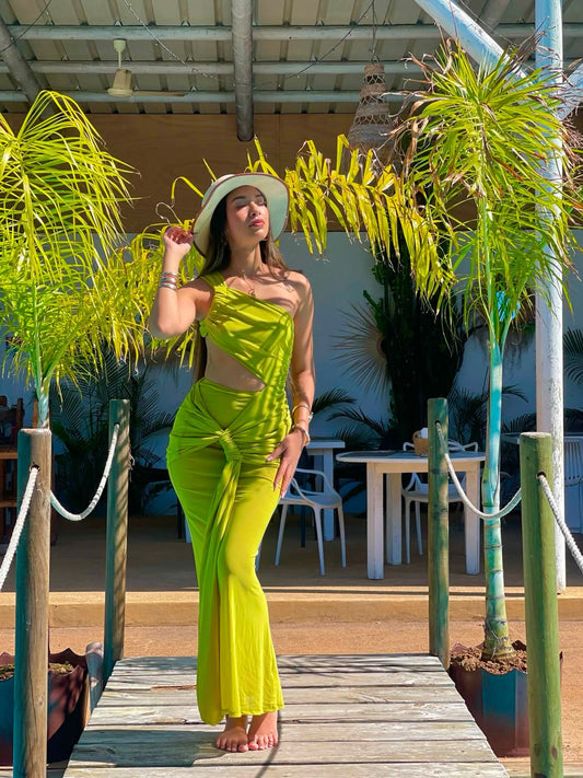 Valentina Spaghetti Strap Hollow-Out Super Maxi Dress