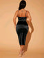 Draped Collar Backless Satin Bodycon Dress