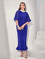 Pleated Flounce Sleeve Ruffle Hem Belted Dress
