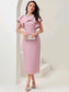 Rhinestone Detail Ruffle Trim Split Back Dress