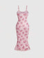 Karen Ruffle Trim Midi Floral Dress