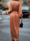 Lantern Sleeve Twist Front Wrap Hem Satin