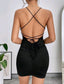 Crisscross Tie Backless Ruched Front Cami Bodycon Dress