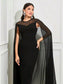 Contrast Lace Cloak Sleeve Split Back Dress