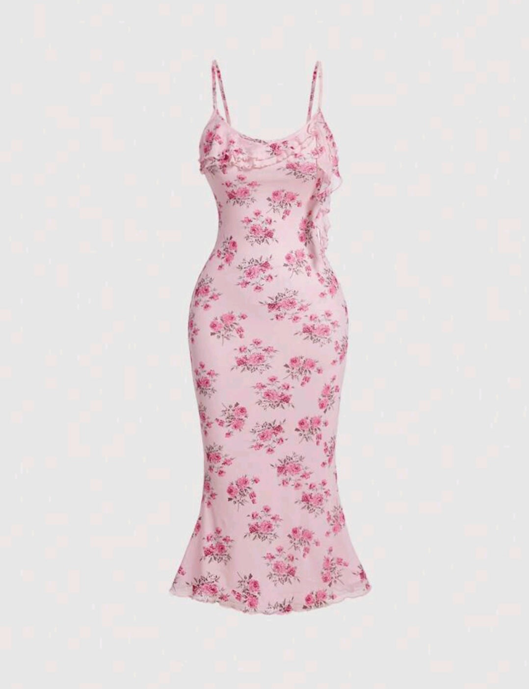 Karen Ruffle Trim Midi Floral Dress