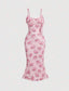 Karen Ruffle Trim Midi Floral Dress