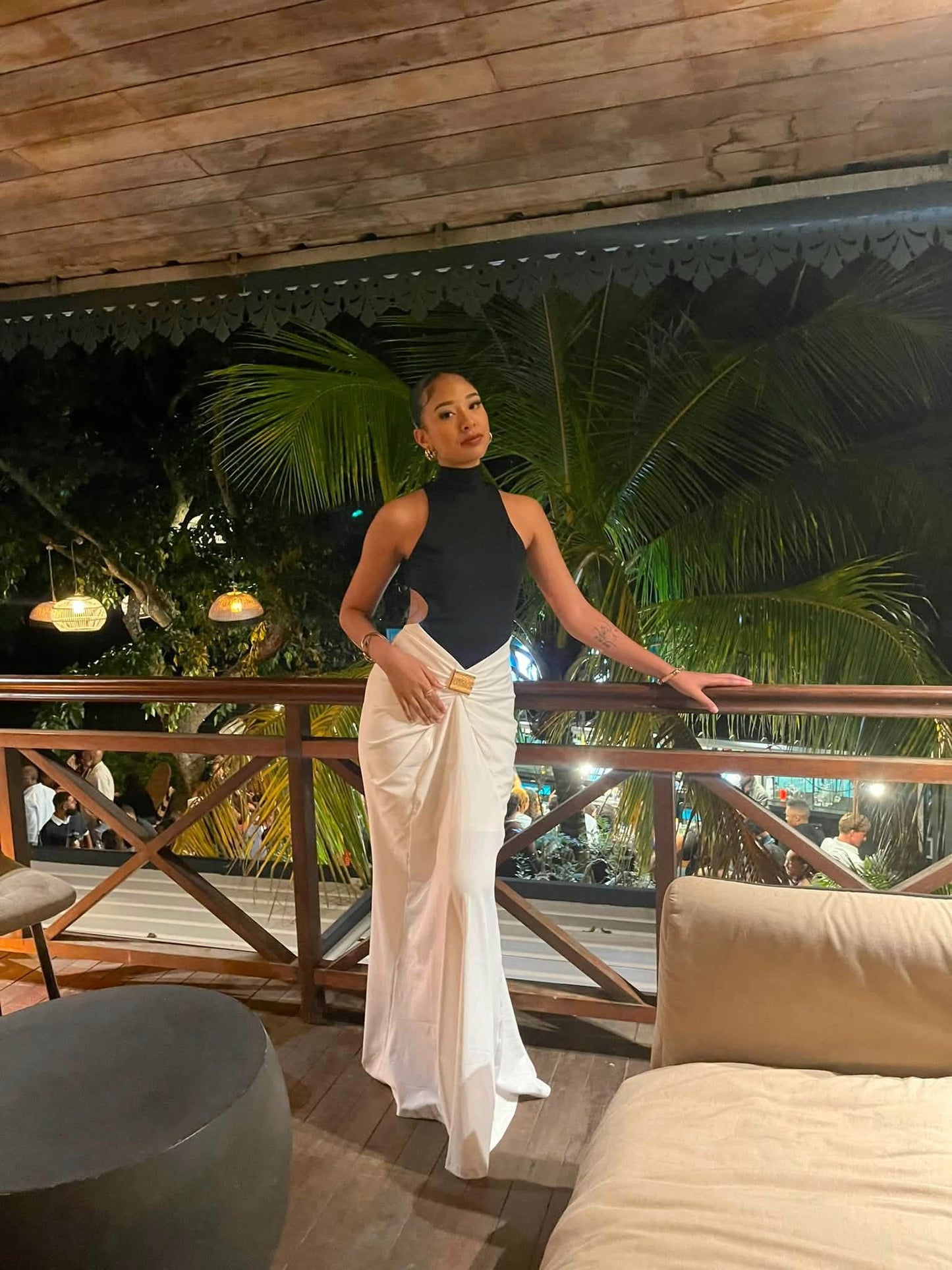 Tamara Black And White Backless Maxi Dress