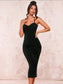 Solid Crisscross Backless Cami Dress