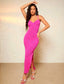 Kylie Split Thigh Dress - Hot Pink