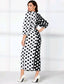 Polka Dot Lantern Sleeve Wrap Dress