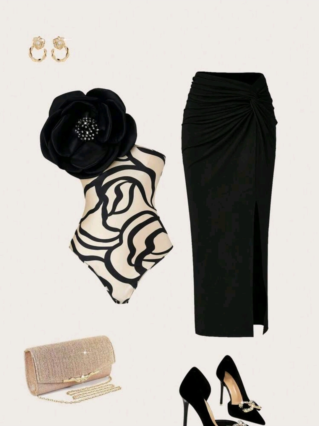 ELMA EXAGGERATED FLORAL SKIRT SET