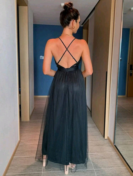 Emma Sequin Cami Dress - Black