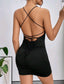 Crisscross Tie Backless Ruched Front Cami Bodycon Dress