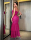 Ruched Mesh Overlay Mermaid Hem Cami Dress