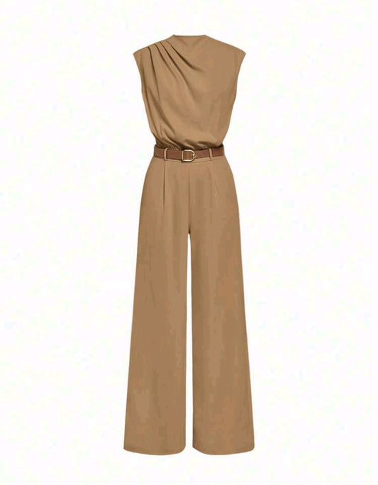 KOURTNEY JUMPSUIT WITH BELT -  Khaki