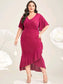 Sarah Wrap Hem Midi Dress - Pink
