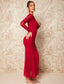 Ruched Split Thigh Mesh Sleeve Dress