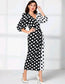 Polka Dot Lantern Sleeve Wrap Dress