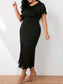 Anne Contrast Midi Dress - Black