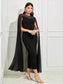 Contrast Lace Cloak Sleeve Split Back Dress