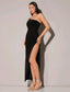 One Shoulder Split Thigh Glitter Dress