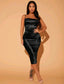 Draped Collar Backless Satin Bodycon Dress