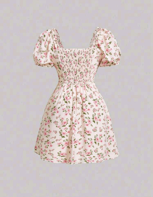 Avery Ditsy Floral Puff Sleeve Dress