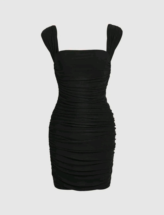 Solid Ruched Bodycon Dress