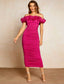 Off Shoulder Ruffle Trim Ruched Bodycon Dress