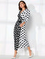 Polka Dot Lantern Sleeve Wrap Dress