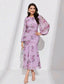 Floral Print Ruched Mermaid Hem Dress