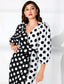 Polka Dot Lantern Sleeve Wrap Dress