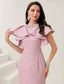 Rhinestone Detail Ruffle Trim Split Back Dress
