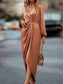 Lantern Sleeve Twist Front Wrap Hem Satin