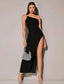 One Shoulder Split Thigh Glitter Dress