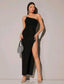 One Shoulder Split Thigh Glitter Dress