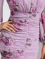Floral Print Ruched Mermaid Hem Dress