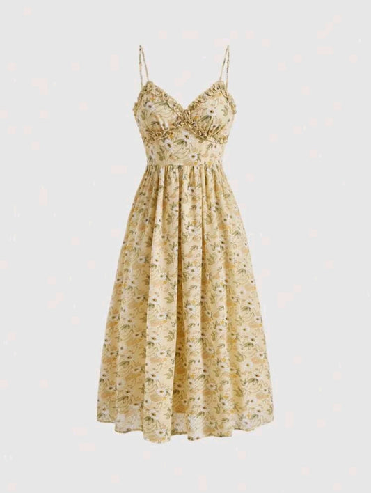 Abbie Floral Maxi Dress - Yellow