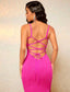 Kylie Split Thigh Dress - Hot Pink