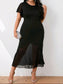 Anne Contrast Midi Dress - Black