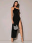 One Shoulder Split Thigh Glitter Dress