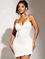 Ruched Detail Ruffle Hem Cami Bodycon Dress