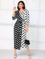 Polka Dot Lantern Sleeve Wrap Dress