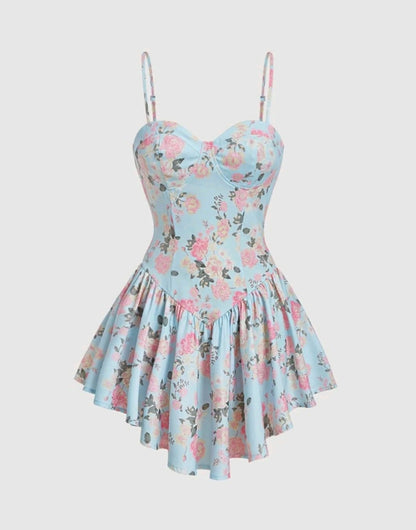 Charlene Floral Ruffle Hem Mini Dress